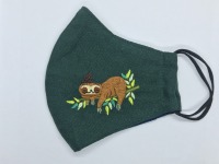 Face mask with sloth hand embroidery