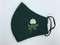 Face mask with 3D Rose hand embroidery