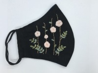 Face mask with flower strings hand embroidery