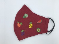 Face mask with veggie hand embroidery