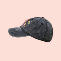 Baseball cap with hand-embroidered wildflower 3