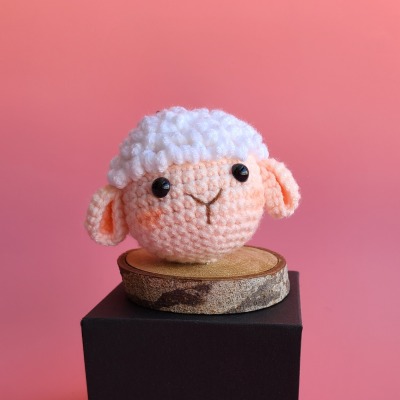 Crocheted Sheeps head keychain