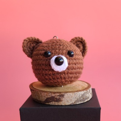 Crocheted bear keychain