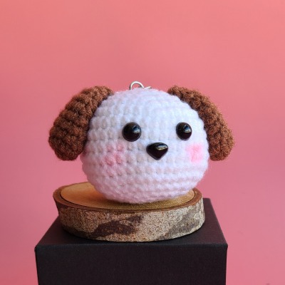 Crocheted dog keychain