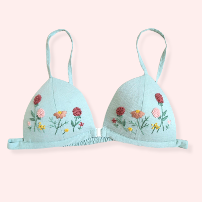 Floral hand-embroidered bralette