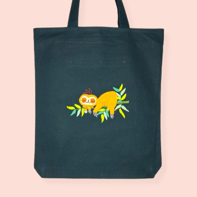 Sloth hand-embroidered bag
