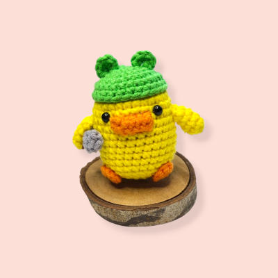 Crocheted Duck with Knife
