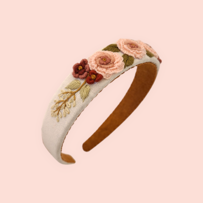 Floraler Haarreif mit bestickte 3D Rose
