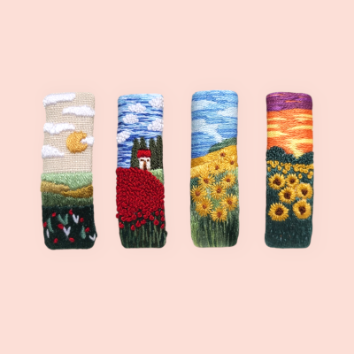 Embroidered Hairclip - Beautiful Landscape