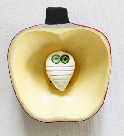 Die Made im Apfel - 3D- Wandbild