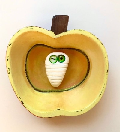 Die Made im Apfel - 3D-Wandbild