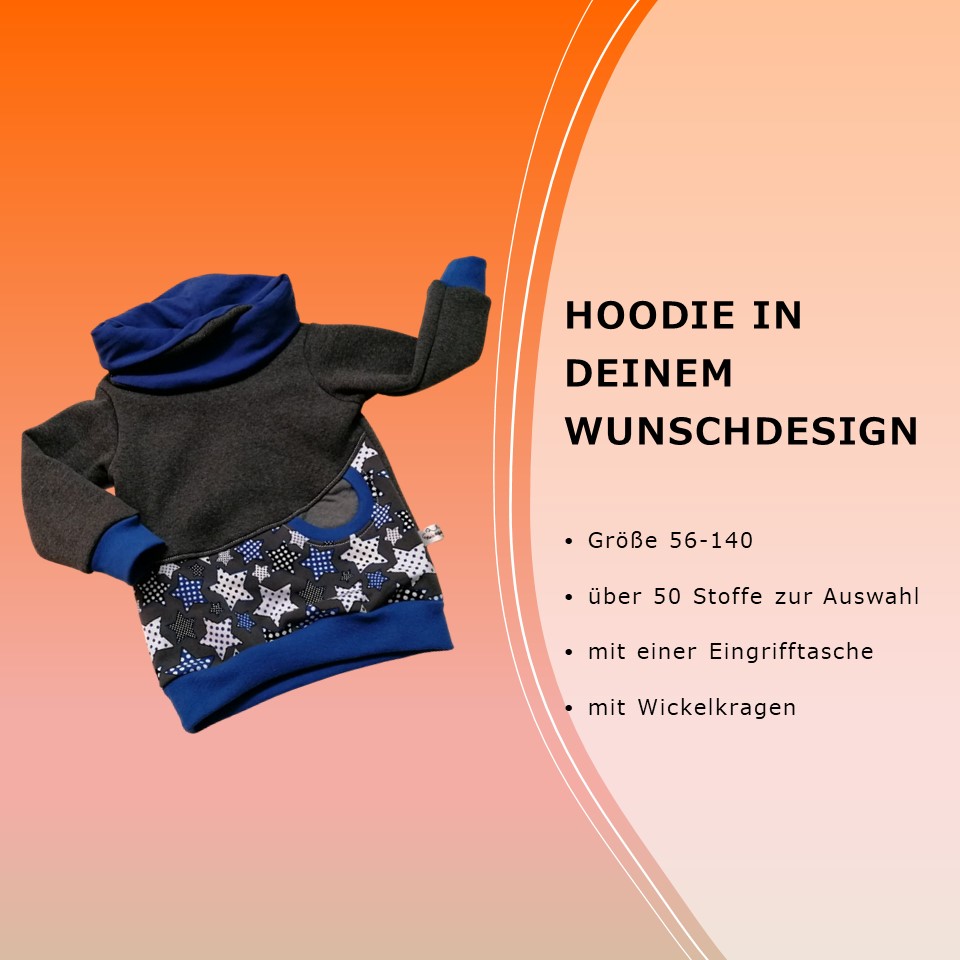 Baby Kind Hoodie Pullover mit Wickelkragen in Deinem Wunschdesign Größe 68-146