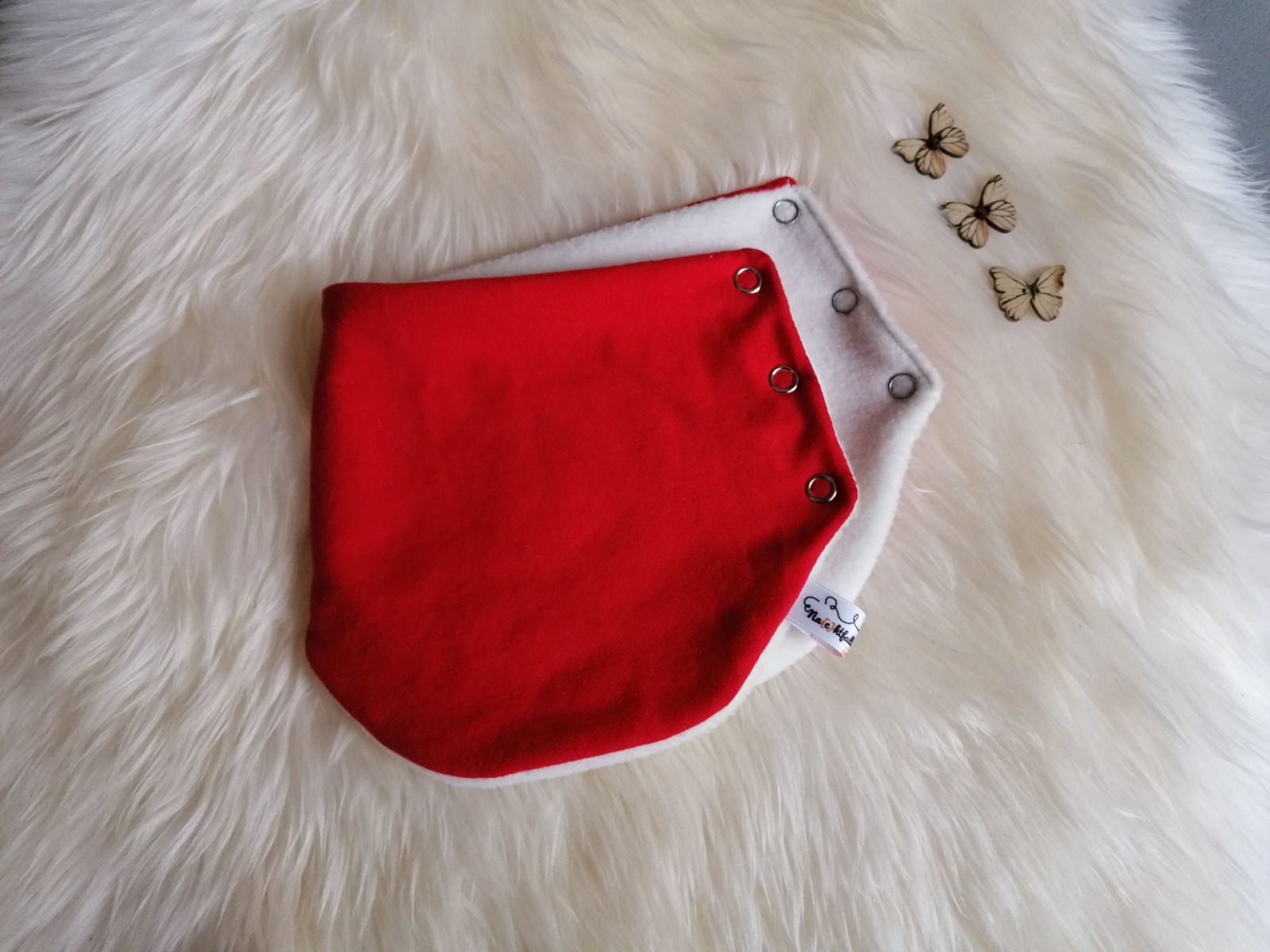 Halssocke für Babys oder Kinder auf Wunsch klassisch oder geknöpft mit Plüsch Fleece oder Jersey gefüttert Uni Rot Hellrot Kopfumfang 39-58cm 3