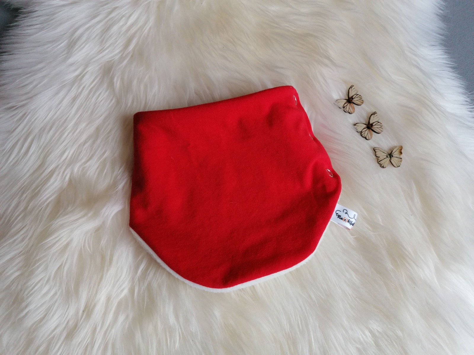 Halssocke für Babys oder Kinder auf Wunsch klassisch oder geknöpft mit Plüsch Fleece oder Jersey gefüttert Uni Rot Hellrot Kopfumfang 39-58cm