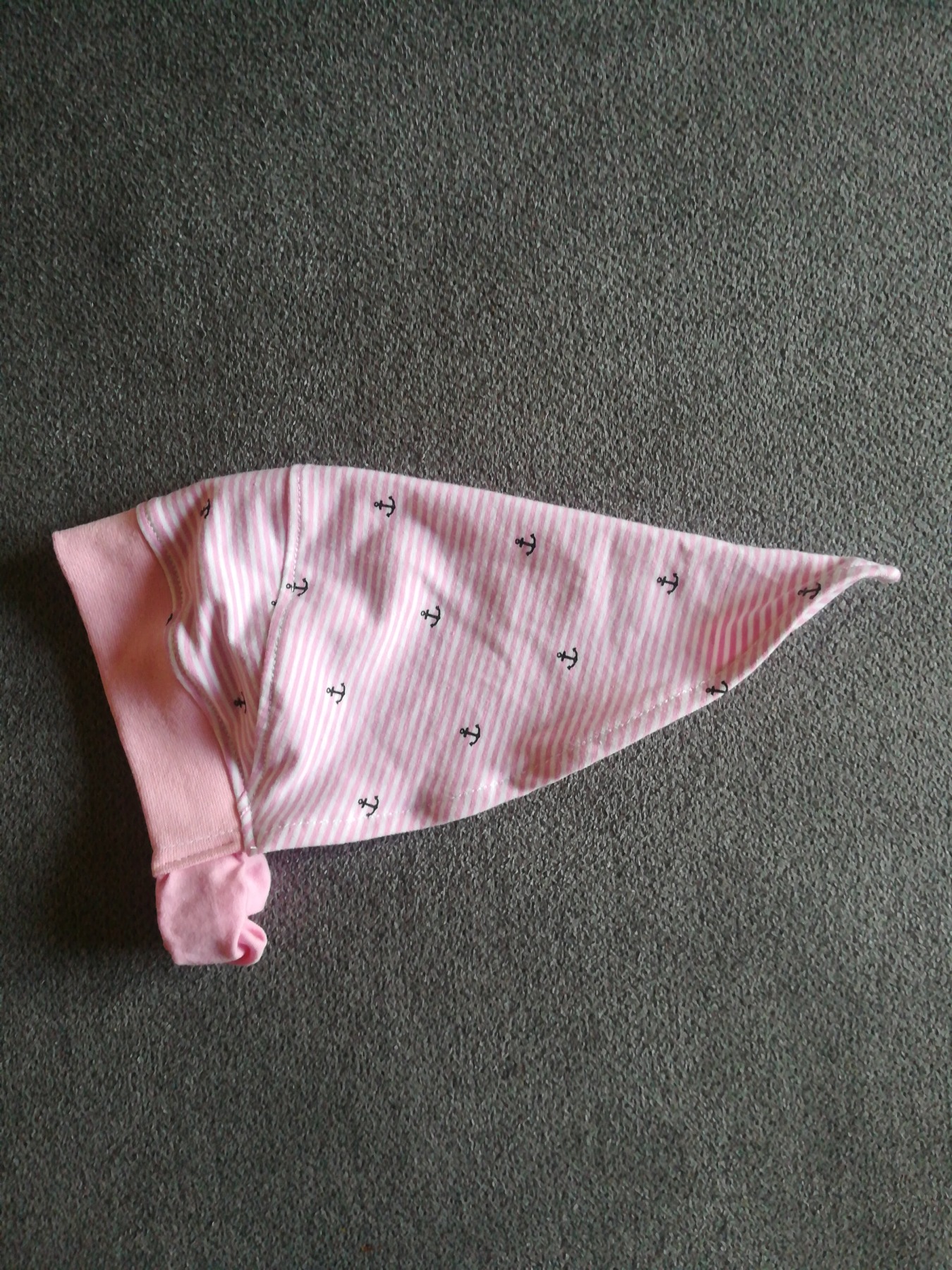 Kopftuch mit oder ohne Schirm für Mädchen kleine Anker und Streifen rosa Sonnenschutz Sommermütze für Babys und Kinder