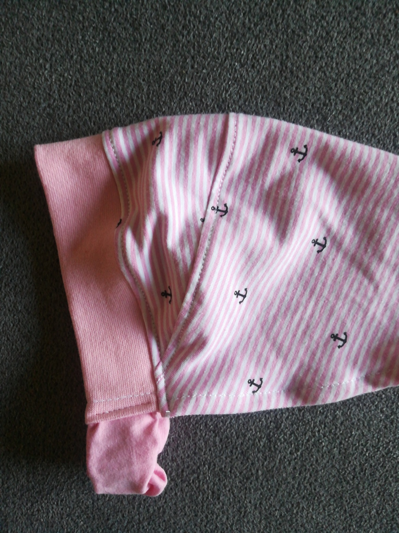 Kopftuch mit oder ohne Schirm für Mädchen kleine Anker und Streifen rosa Sonnenschutz Sommermütze für Babys und Kinder 3