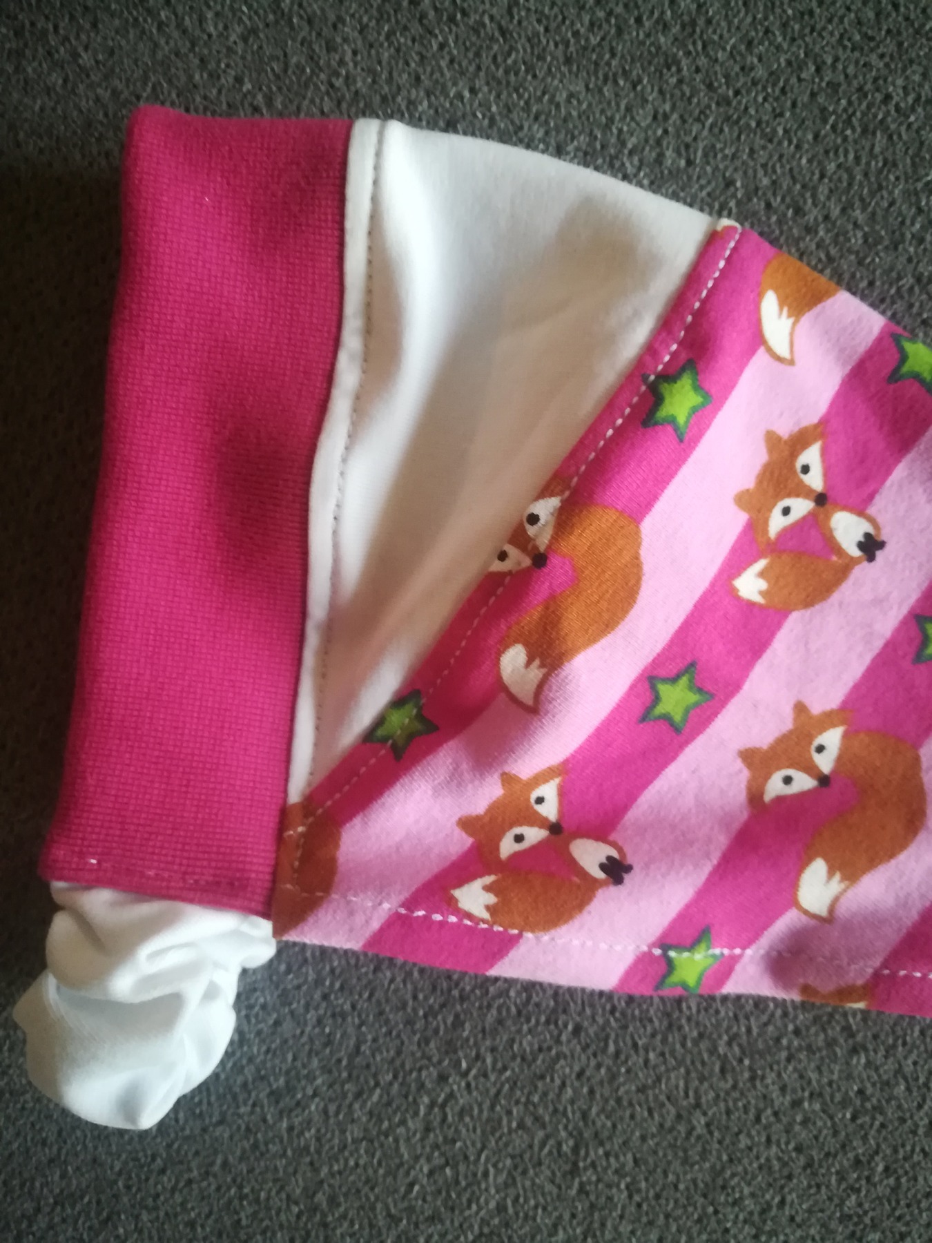 Kopftuch mit oder ohne Schirm für Mädchen Füchse Streifen pink Sonnenschutz Sommermütze für Babys und Kinder Kopfumfang 37-60cm 2