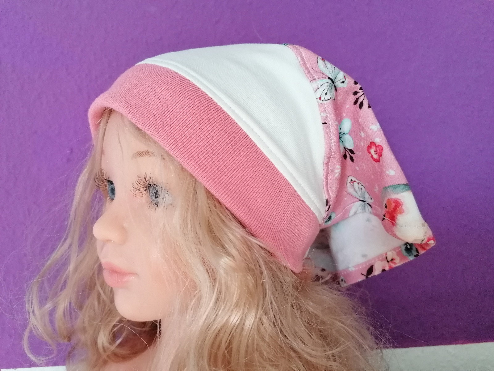 Baby Kind Kopftuch mit oder ohne Schirm Mädchen Sonnenschutz Rotkehlchen rosa Bandana Kopfumfang 37 - 60cm 4