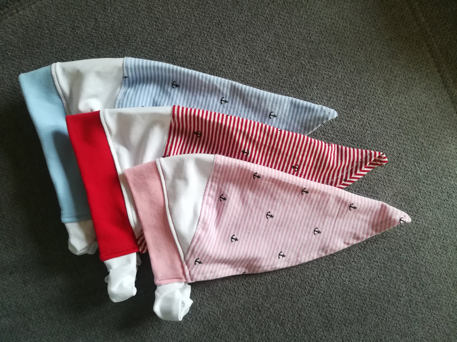 Kopftuch mit oder ohne Schirm für Mädchen kleine Anker und Streifen rosa Sonnenschutz Sommermütze für Babys und Kinder 5