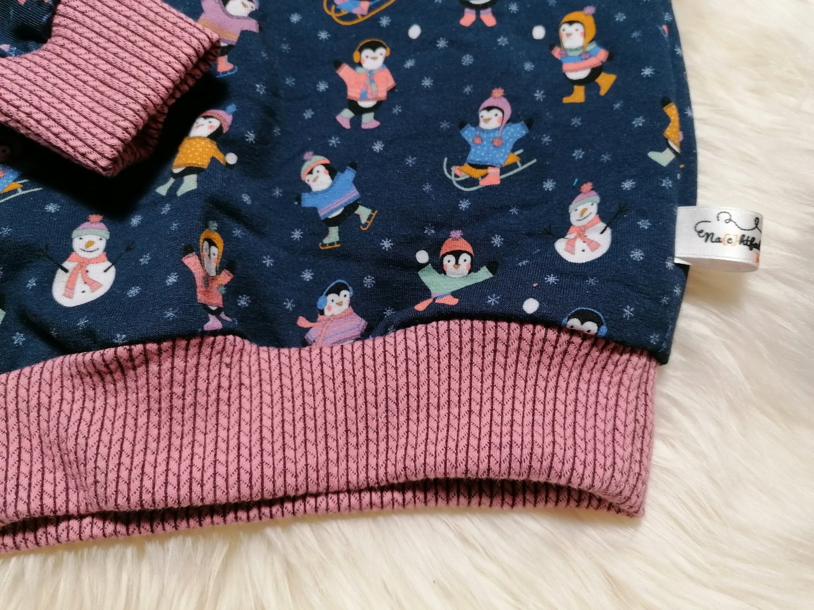 Kuschel-Hoodie Sweat-Pullover mit Kragen Pinguine in Wunschgröße 68-116 2