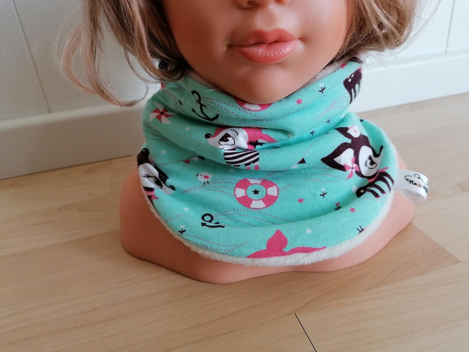 Halssocke für Babys oder Kinder mit Jersey Plüsch oder Fleece gefüttert Hafenkitz Mint in Wunschgröße Kopfumfang 39-58cm 4
