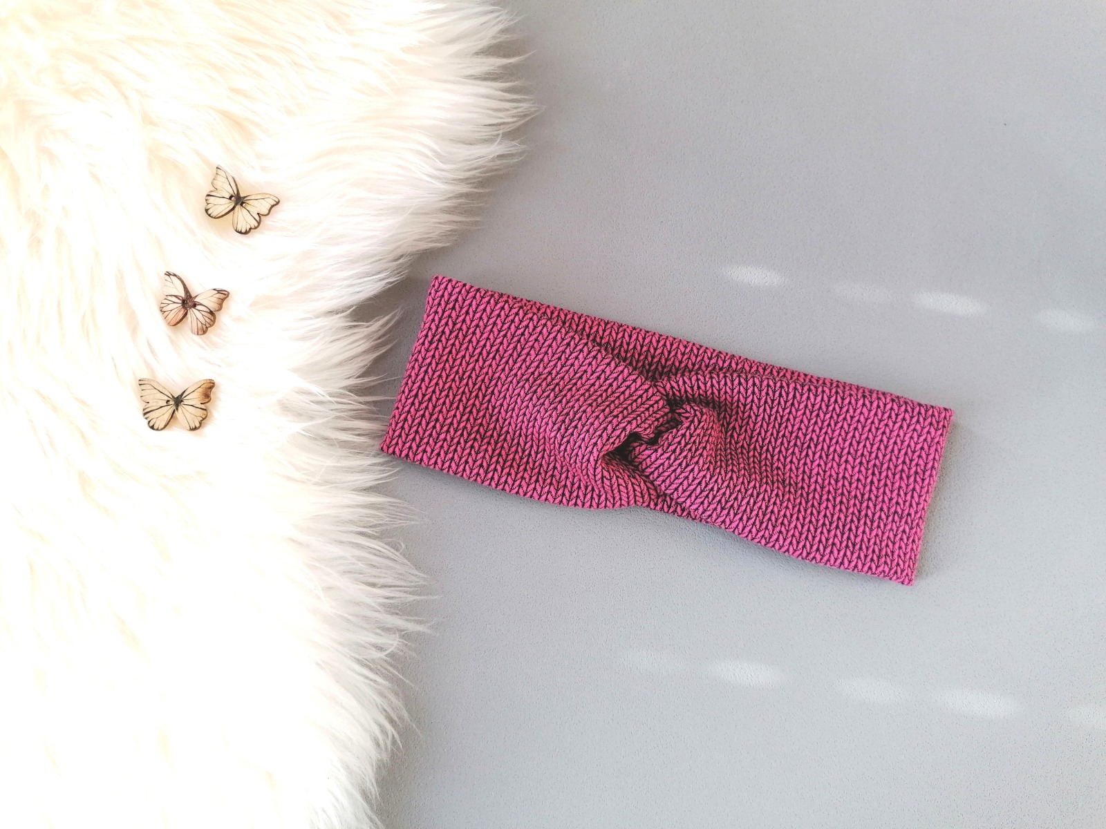 Bandeaux Stirnband Knit Knit dunkles Altrosa für Mädchen Baby Damen in Wunschgröße 3