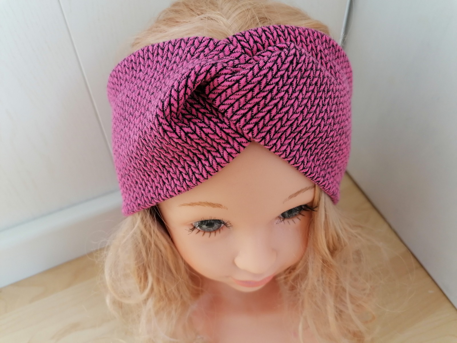 Bandeaux Stirnband Knit Knit dunkles Altrosa für Mädchen Baby Damen in Wunschgröße 2