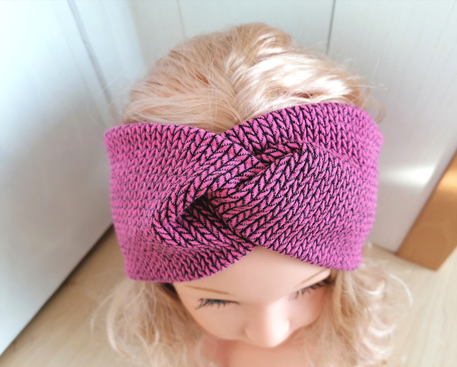 Bandeaux Stirnband Knit Knit dunkles Altrosa für Mädchen Baby Damen in Wunschgröße