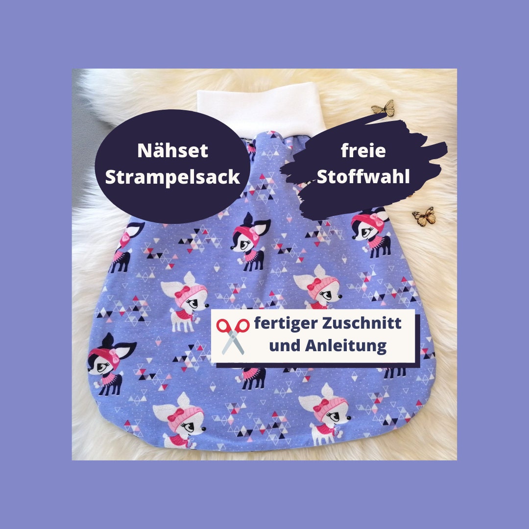 DIY Nähset Strampelsack Zuschnitt und Anleitung für einen Babyschlafsack Hafenkitze Flieder