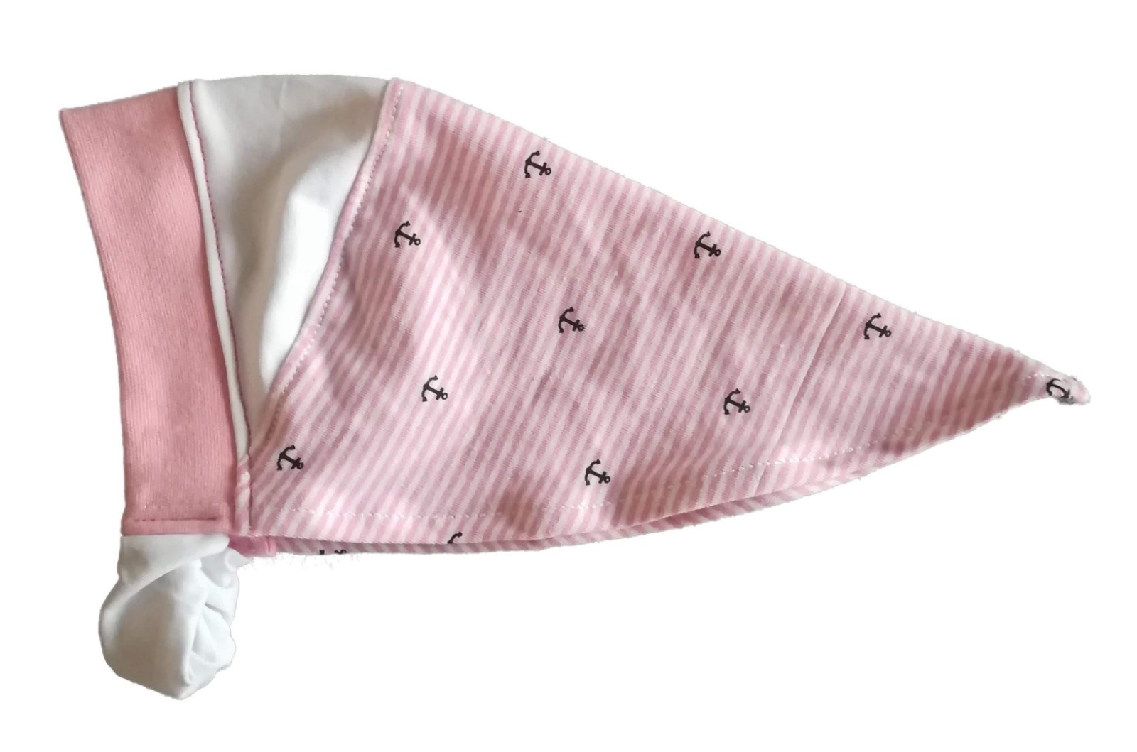 Kopftuch mit oder ohne Schirm für Mädchen kleine Anker und Streifen rosa Sonnenschutz Sommermütze für Babys und Kinder 4