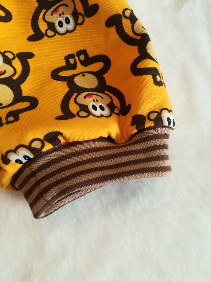 Baby Kind Kurze Pumphose Shorts Affen gelb Größe 56-116 Babyhose mitwachsende Sommerhose Babyshorts 3