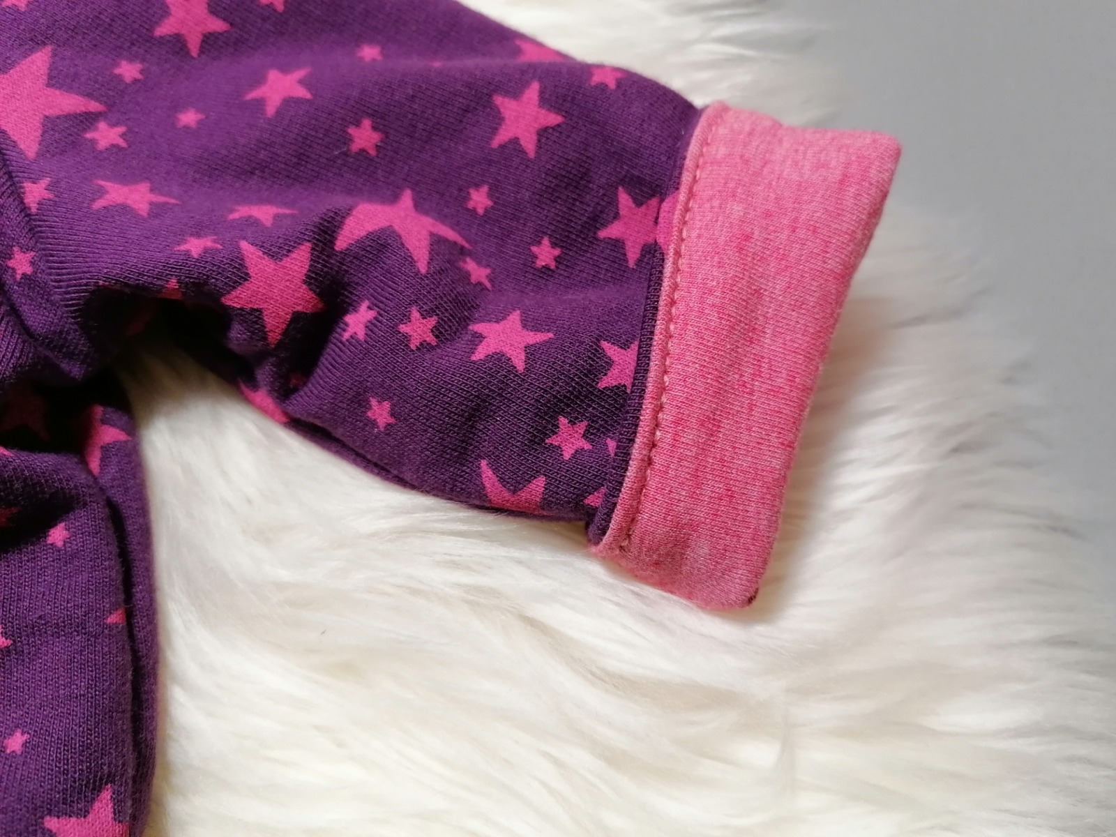 Wendejacke für Babys und Kinder Größe 62 mit Zipfelkapuze Sterne lila pink 2
