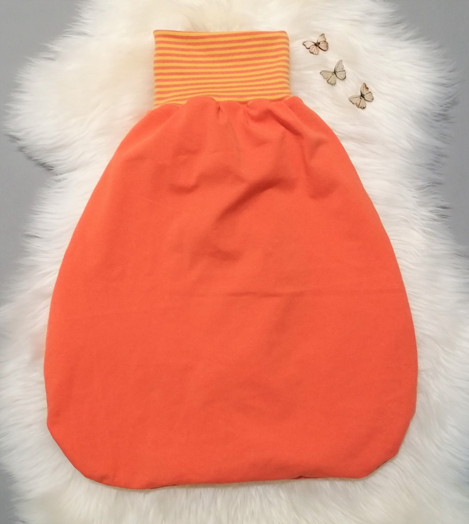 Babyschlafsack einlagig oder gefüttert Pucksack Strampelsack Orange Gelb Größe 50/56 oder 62/68 Sommerschlafsack