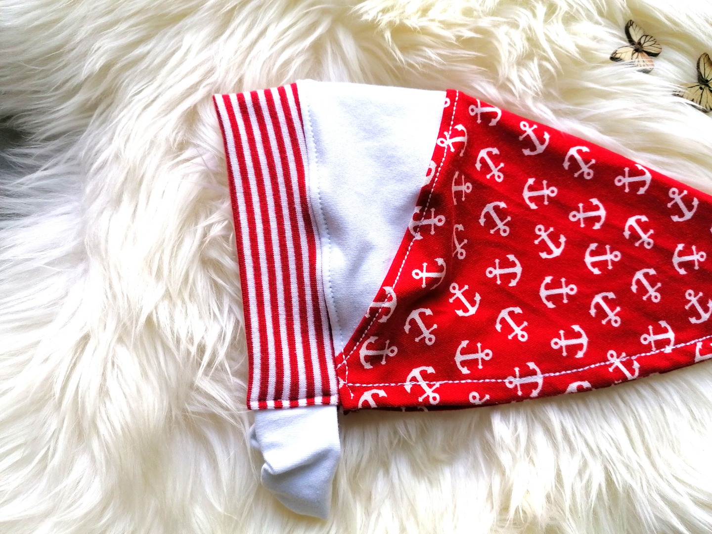 Kopftuch mit oder ohne Schirm für Mädchen Anker rot weiß Sonnenschutz Sommermütze für Babys und
