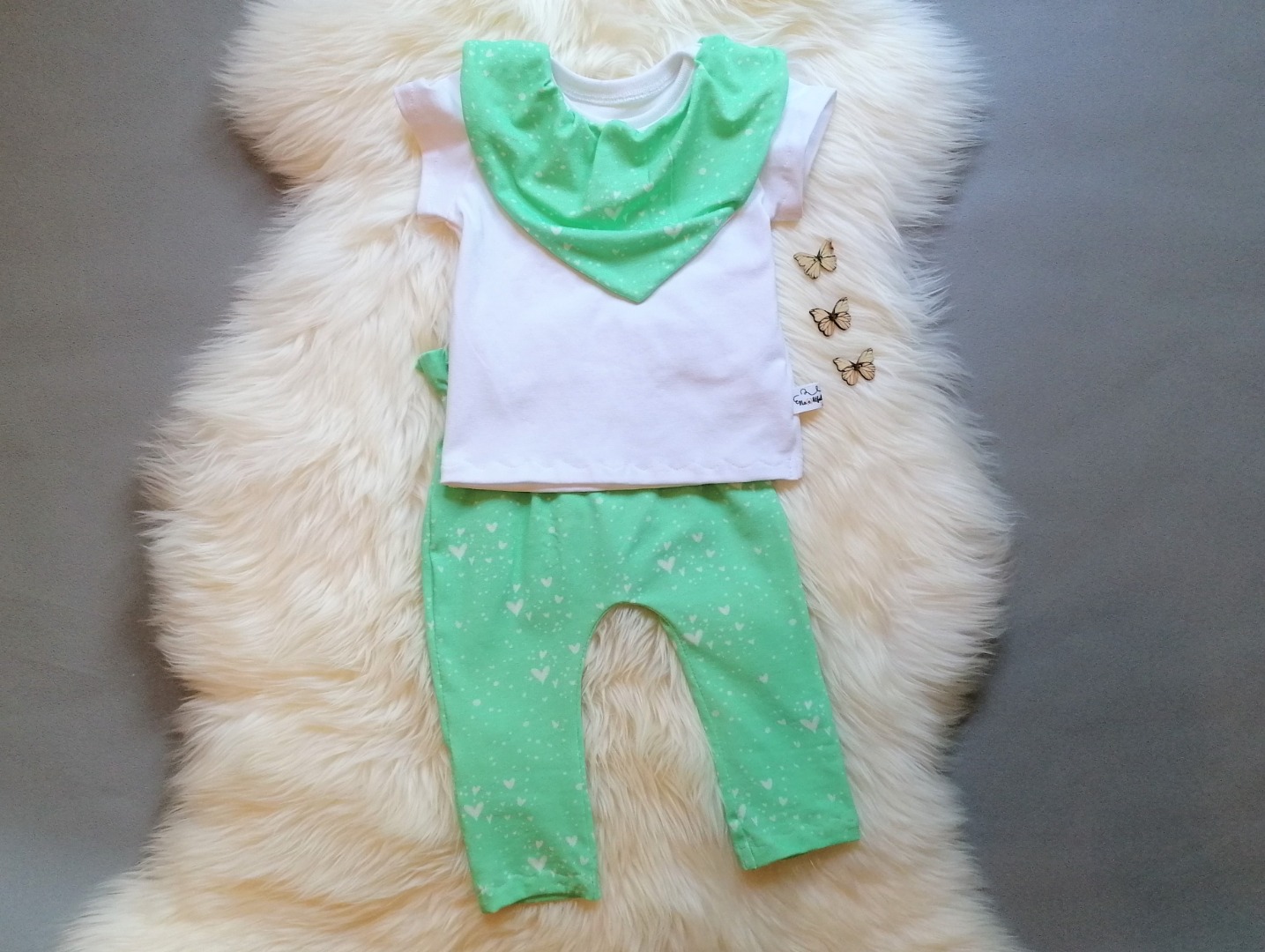 Paperback Hose Baby Mädchen Größe 50 bis 92 Herzenregen hellgrün Babyhose Babyleggings Sommerhose 4