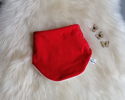 Halssocke für Babys oder Kinder auf Wunsch klassisch oder geknöpft mit Plüsch Fleece oder Jersey gefüttert Uni Rot Hellrot Kopfumfang 39-58cm - Ein Baby- und Kinderschal schützt auch den Nacken