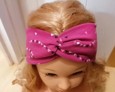 Bandeau Stirnband aus Jersey Wimpel beere für Mädchen Baby Damen in Wunschgröße - Stirnband im Kombistoff der beliebten Hafenkitze