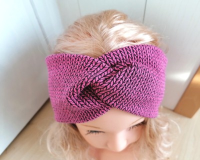 Bandeaux Stirnband Knit Knit dunkles Altrosa für Mädchen Baby Damen in Wunschgröße - Stirnband aus Jacquard-Jersey - angenehm zu tragen und gut kombinierbar