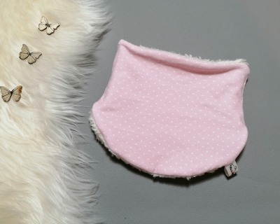Halssocke für Babys und Kinder mit Plüsch oder Fleece gefüttert Punkte zartrosa Kopfumfang - ein schlichter Loopschal für Mädchen in zartem Rosa mit Punkten