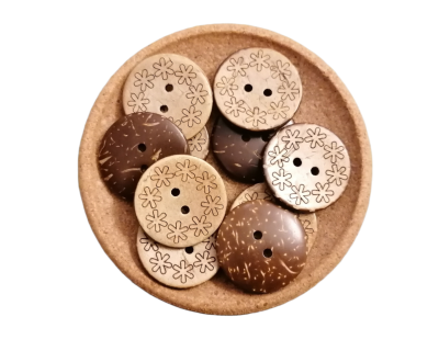 Kokosknöpfe runde hell 26mm Kokosnussknöpfe coconutbuttons - hübsche waschbare Kokosknöpfe zum Nähen oder für Scrapbooking