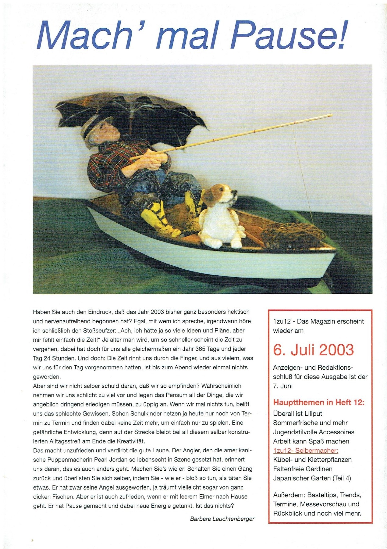 Nr 10 - 1zu12 Das Magazin Mai/Juni 2003