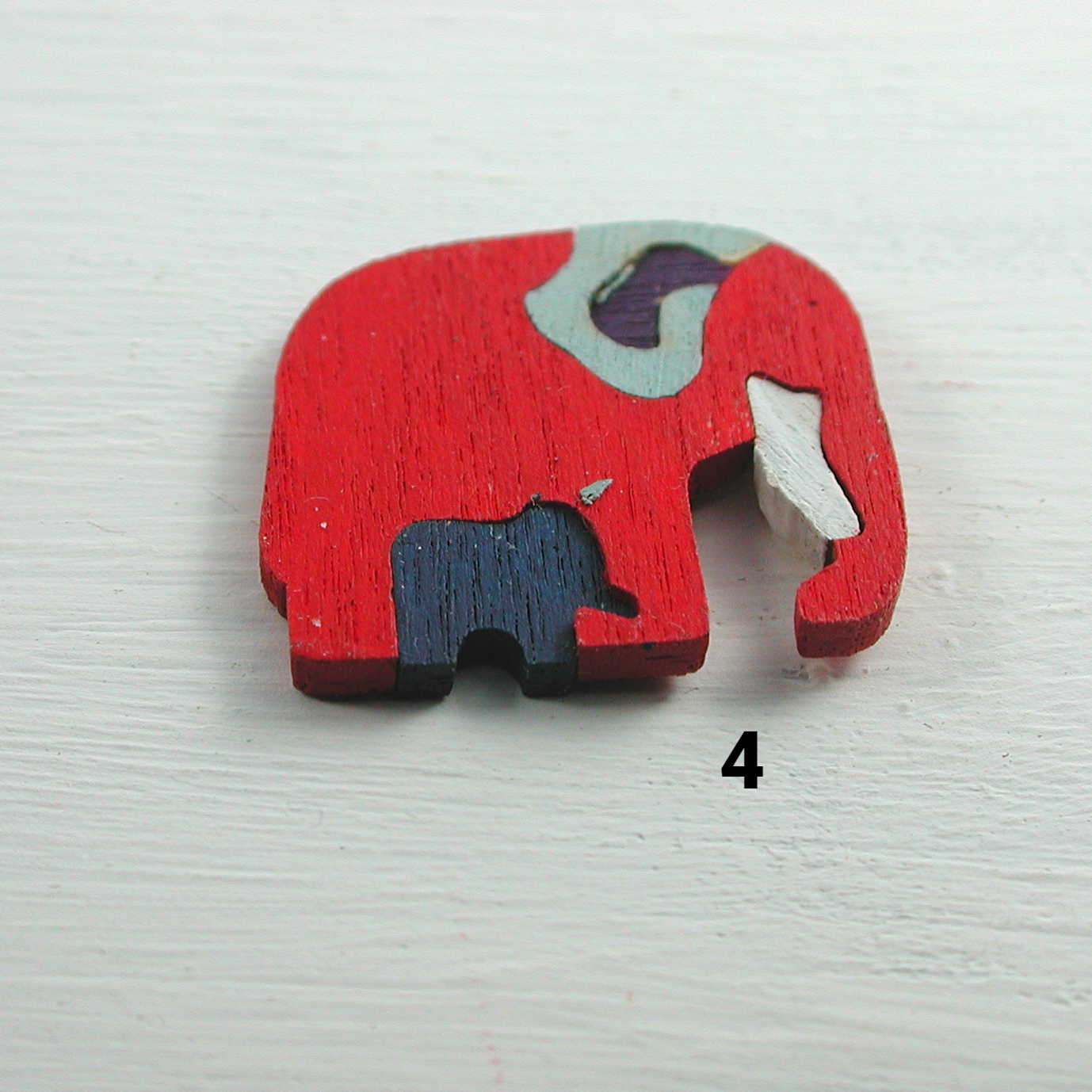 Holzpuzzle Elefant Ente oder Schildkröte in Miniatur für die Puppenstube 2