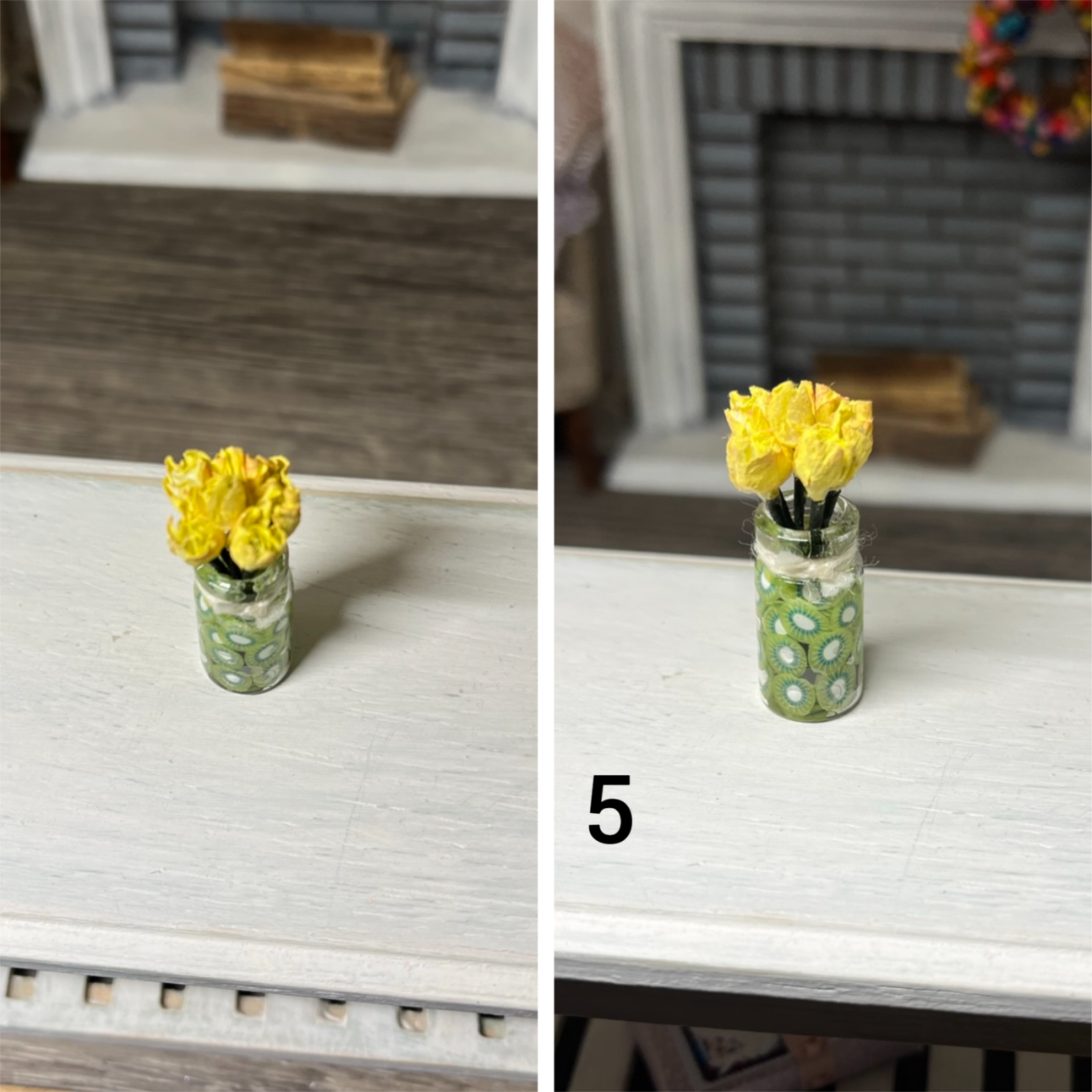 Glasvase mit Obstscheiben und Rosen 5