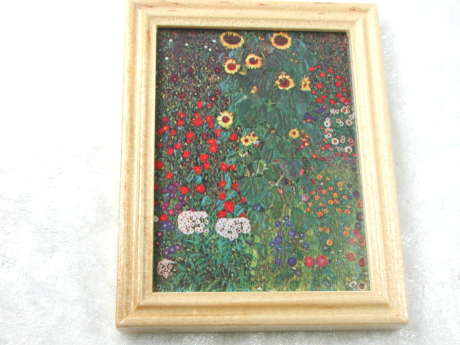 Gemäldekopie Bauerngarten im Holzrahmen 7 x 5,5 x 0,5 cm