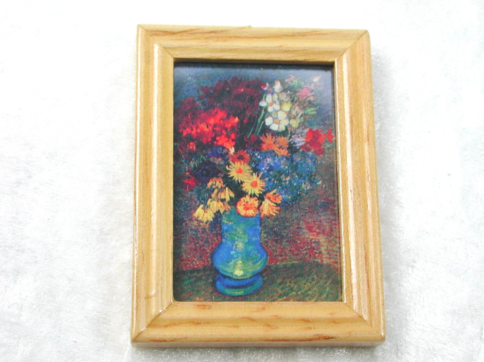 Gemäldekopie Blumenstrauß im Holzrahmen 4,5 x 5,5 x 0,5 cm