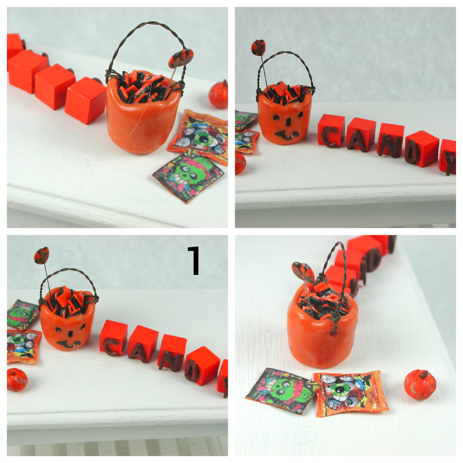 Candy Süßigkeiten Set , Halloweendekoration in 1:12 für das Puppenhaus in Miniature