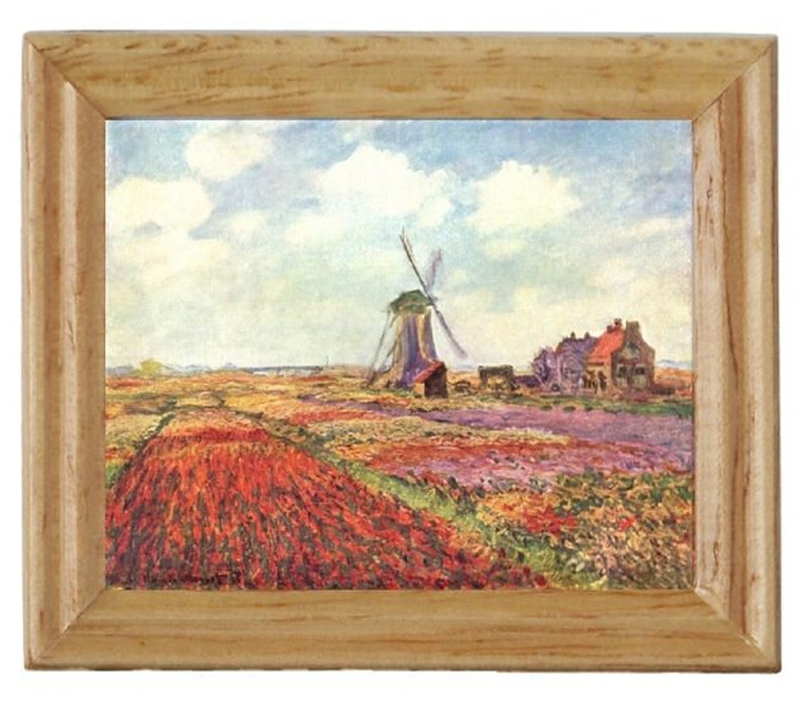 Gemäldekopien Windmühle 4,5 x 5,5 x 0,5 cm im Holzrahmen,