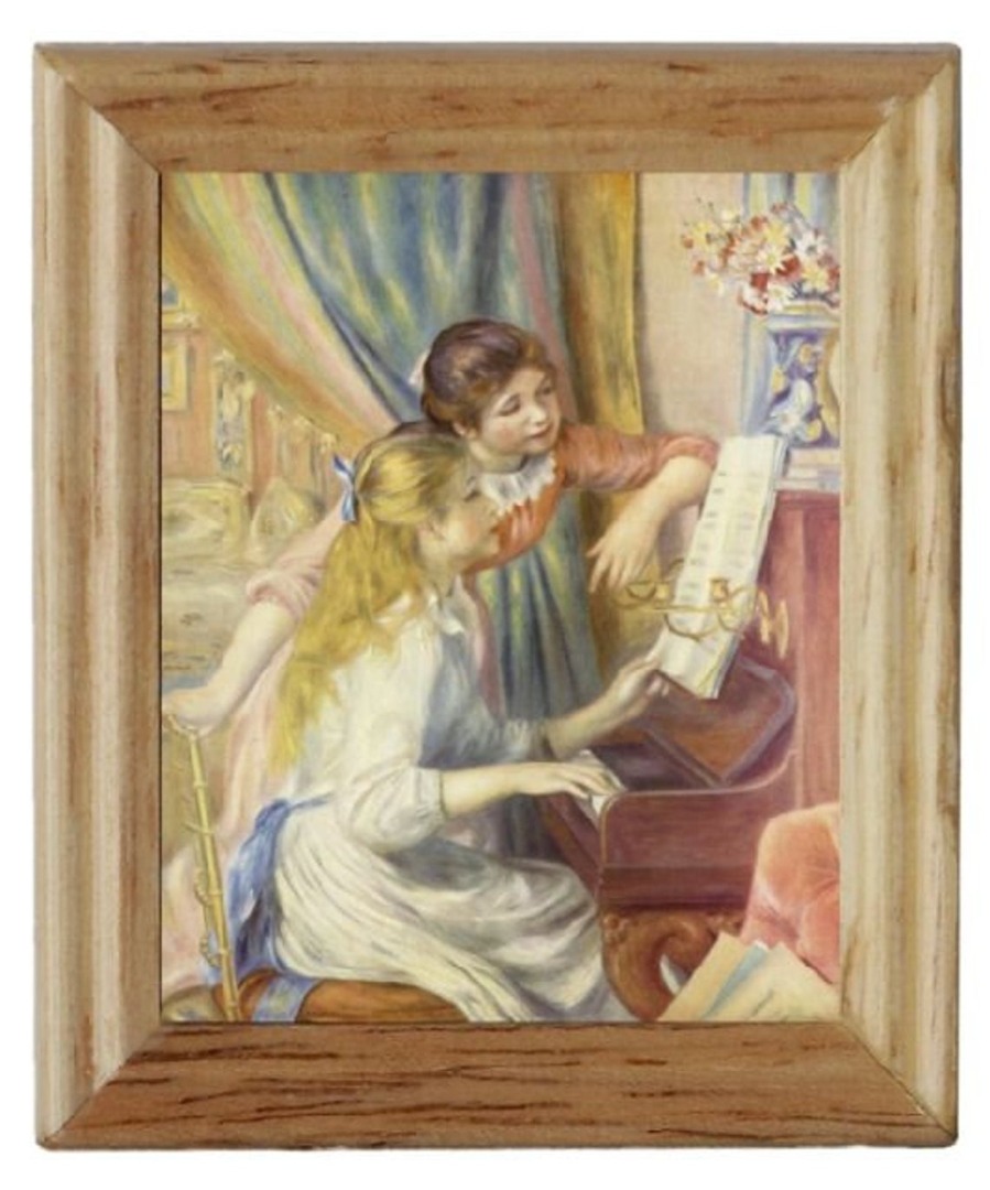 Gemäldekopie Mädchen am Klavier 4,5 x 5,5 x 0,5 cm im Holzrahmen