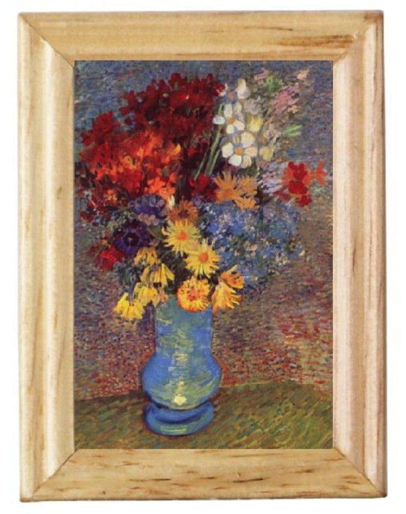 Gemäldekopien Blumenstrauß 4,5 x 5,5 x 0,5 cm im Holzrahmen