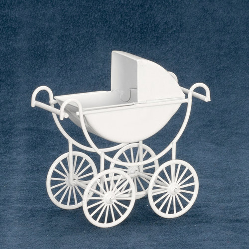 1:12 Puppenhaus Miniatur Baby Doll Cart Kinderwagen mit Spitze Raumzubehör 